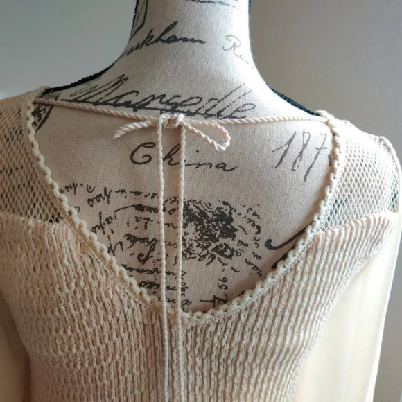 Flying Tomato Embroidered Flower Ivory Tassel Crochet Bohemian Mini Dress Size S - Picture 11 of 12